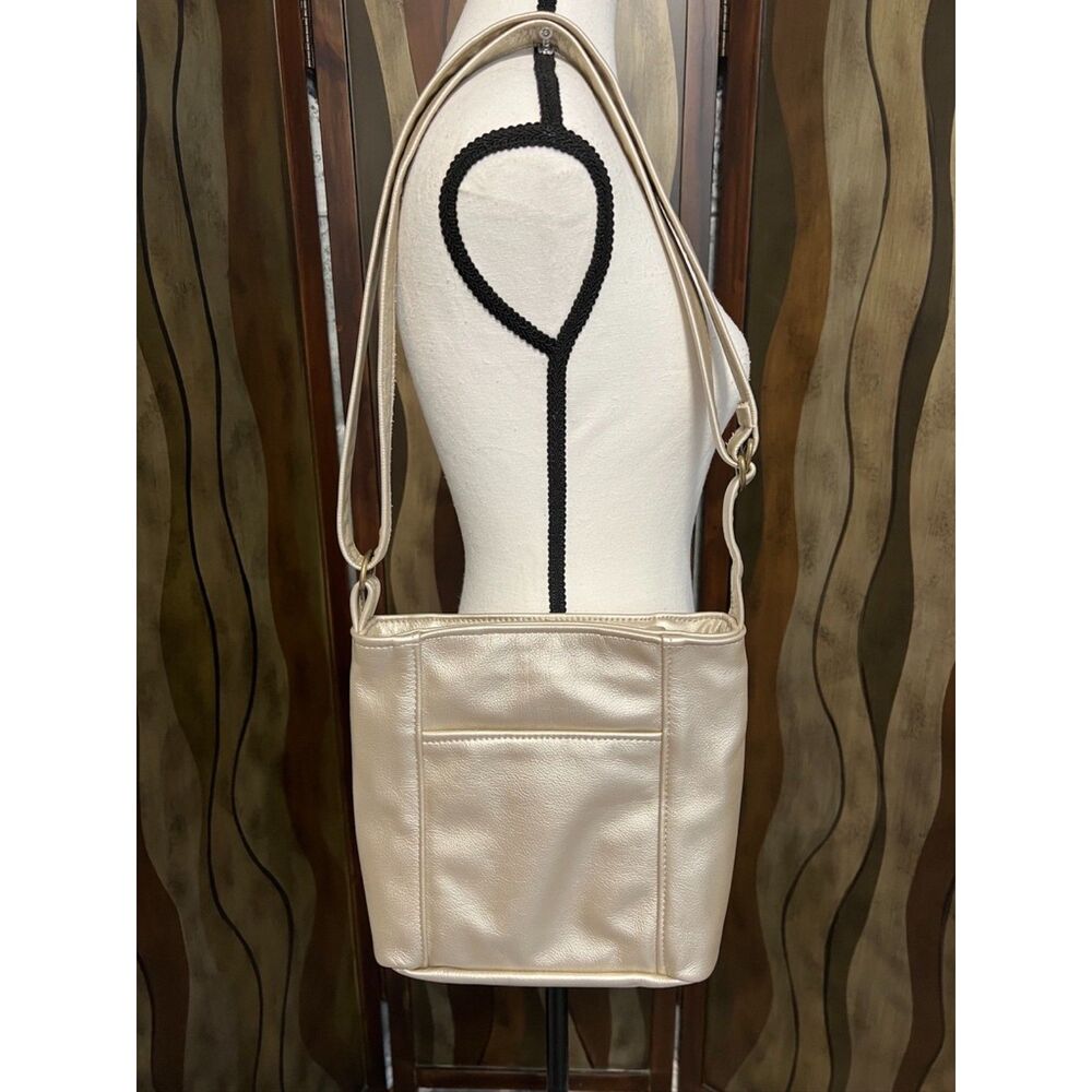 The Purse Peddlers Emily metallic light gold leather crossbody bag